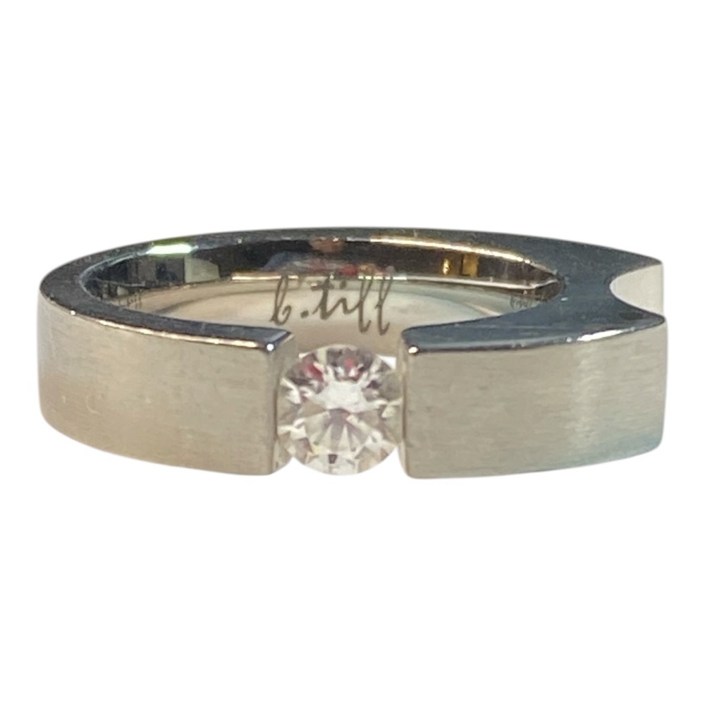B. Tiff Solitaire Band with Clear Stone - Modern Women's Ring